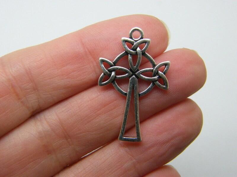 2 Celtic knot cross pendants pendants antique silver tone C44