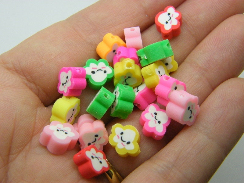 30 Cloud beads random mixed white polymer clay S227 - SALE 50% OFF