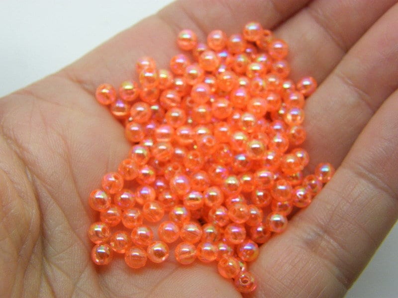 400 Beads orange AB  4mm acrylic AB124