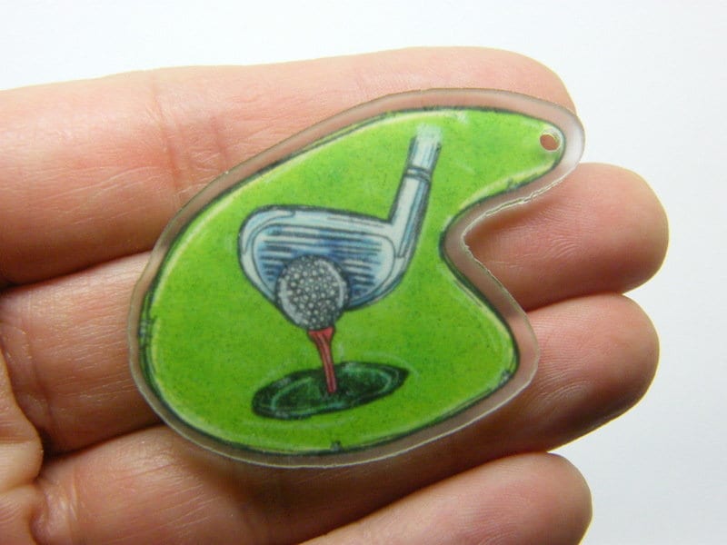 4 Golf club pendant  green acrylic SP55