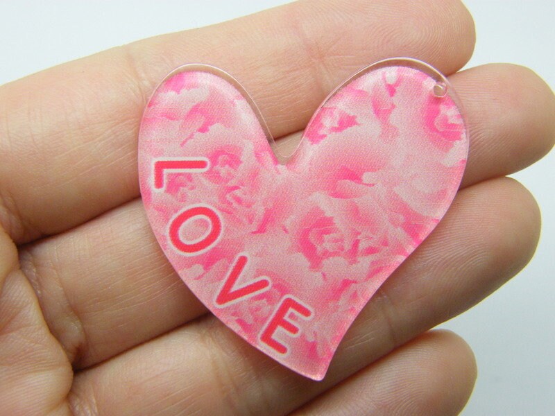 4 Roses heart LOVE pendants acrylic H