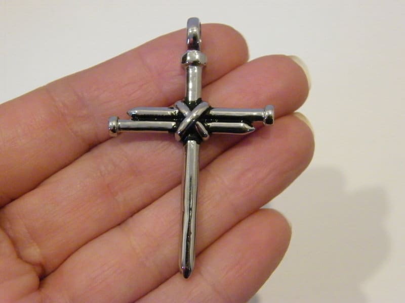 1 Nail Cross pendant silver stainless steel C68