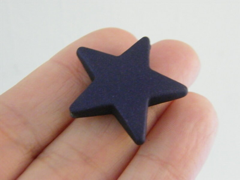 20 Purple star beads rubberized acrylic S269