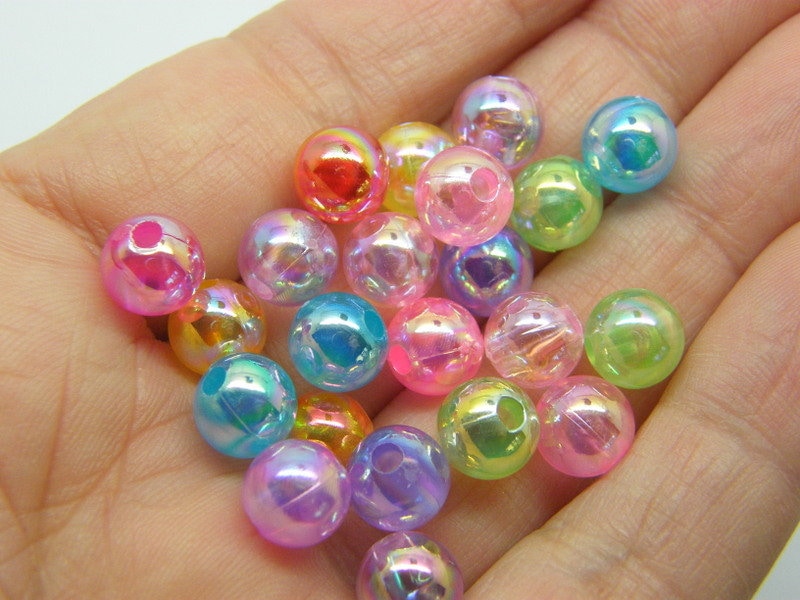 100 Beads random AB coloured 8mm acrylic BB759   - SALE 50% OFF