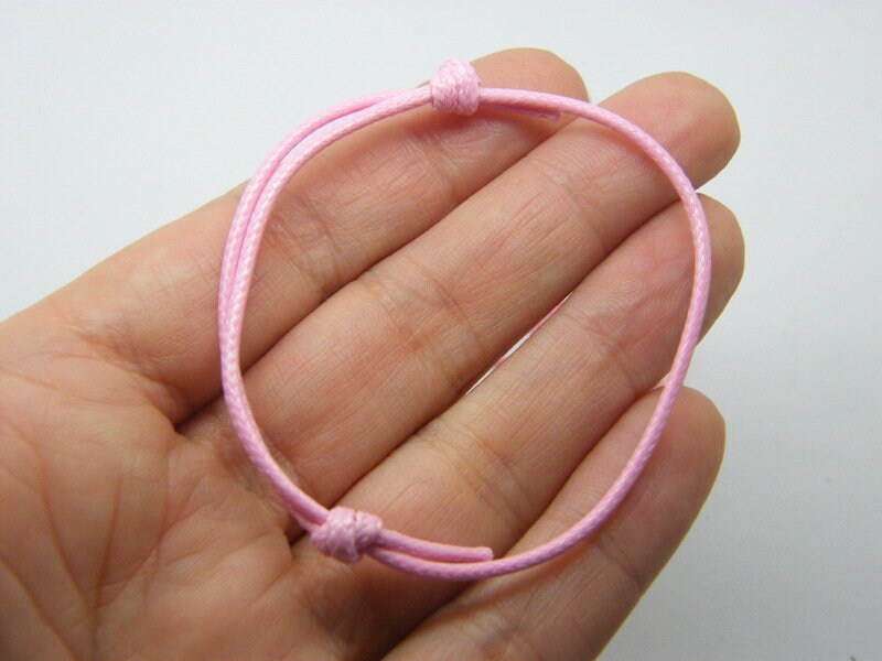 8  Waxed cord knot pink bracelet 06