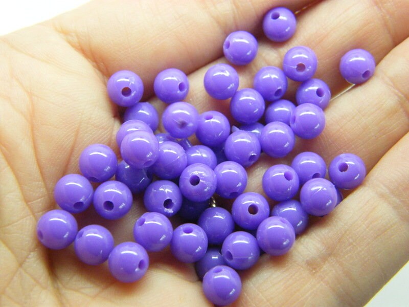 120 Purple round 6mm beads acrylic AB836 - SALE 50% OFF