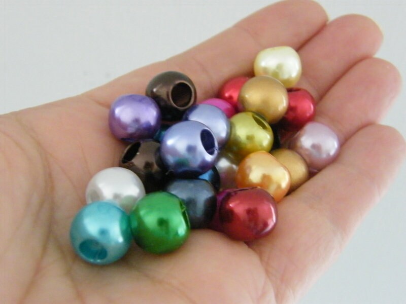 50 Beads random mixed  AB plastic BB649 - SALE 50% OFF
