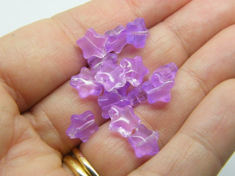 30 Star beads violet purple glass AB238
