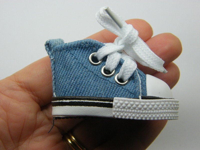 2 Shoe embellishment miniature denim blue material CA