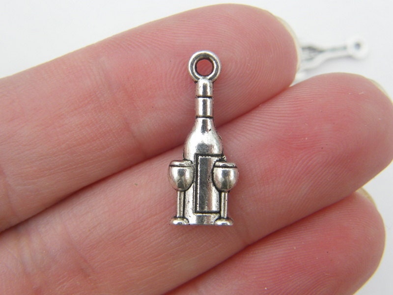 BULK 50 Bottle of wine and wine glasses charms antique silver tone FD17 - SALE 50% OFF