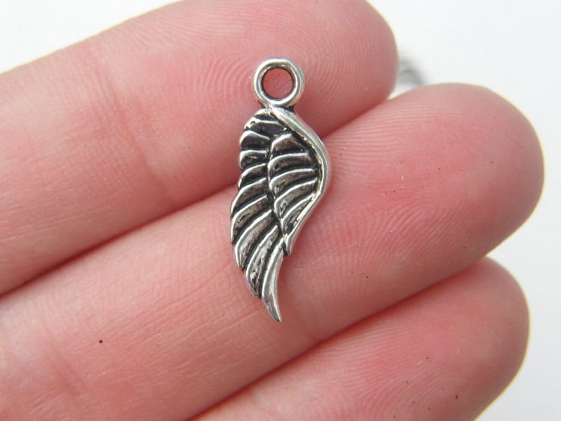 BULK 50 Angel wing  charms antique silver tone AW49 - SALE 50% OFF