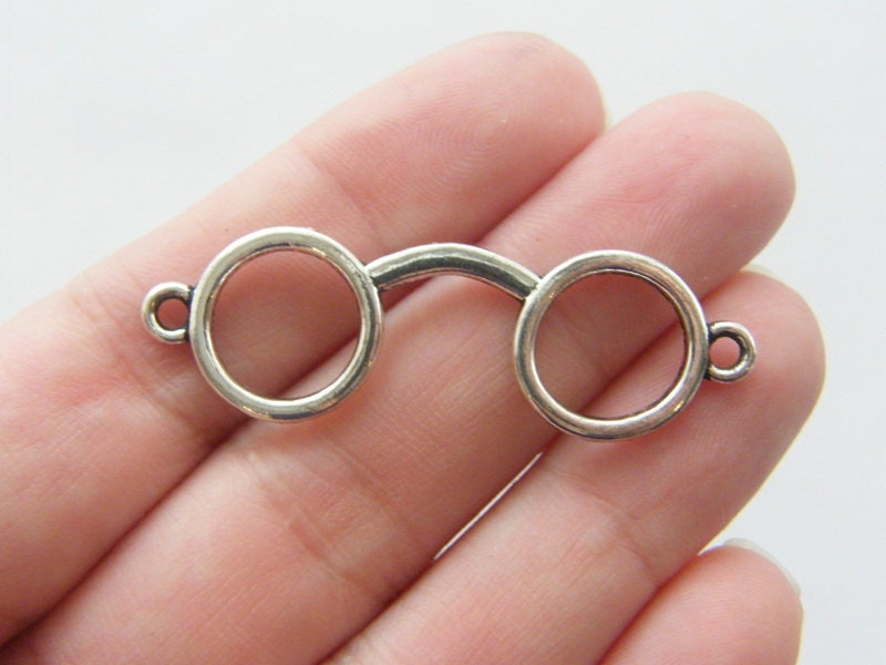 4 Glasses connector charms antique silver tone P253
