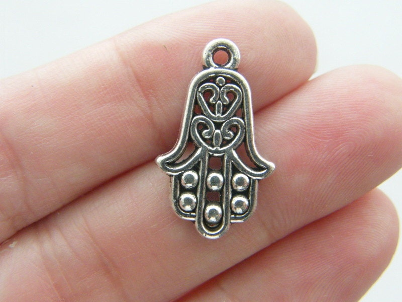 8 Fatima hand charms antique silver tone I69