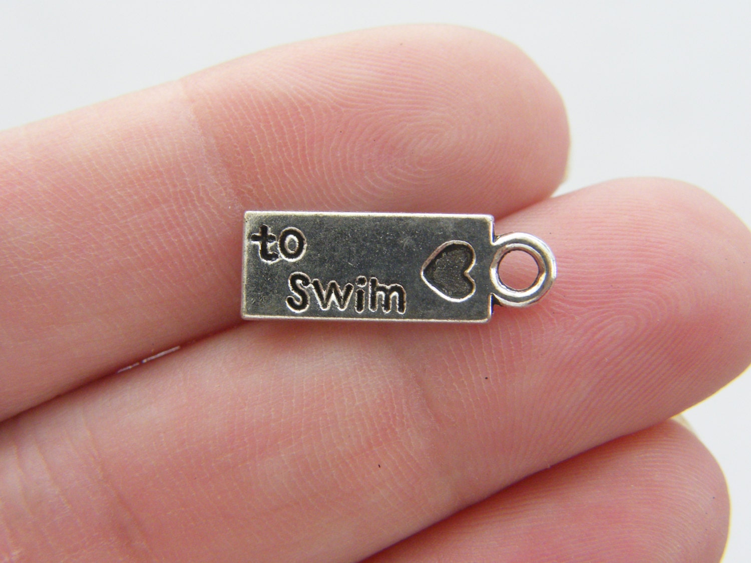 12 Love to Swim charms antique silver tone SP58