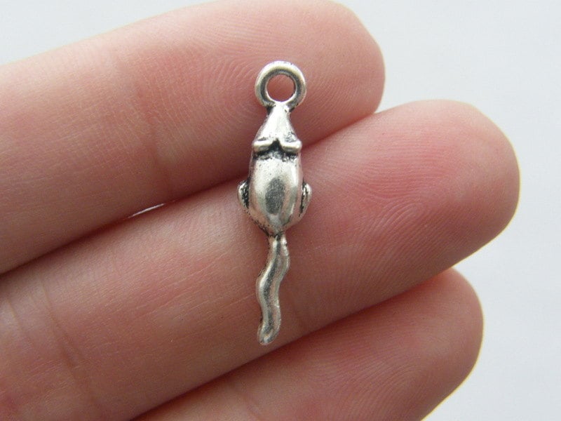 10 Mouse charms  antique silver tone A86