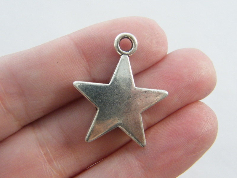 4 Star charms antique silver tone S36