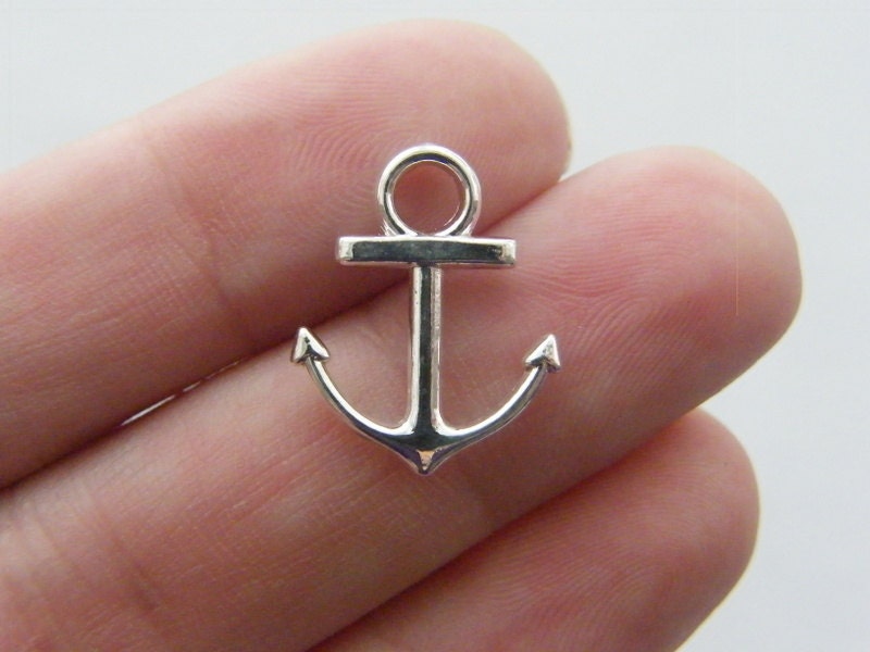 10 Anchor charms silver plated FF667