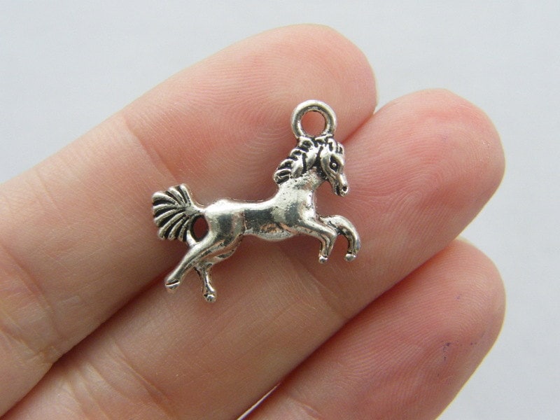 BULK 50 Horse charms antique silver tone A601