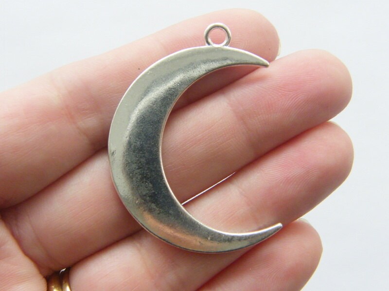 BULK 10 Moon pendants antique silver tone M29 - SALE 50% OFF