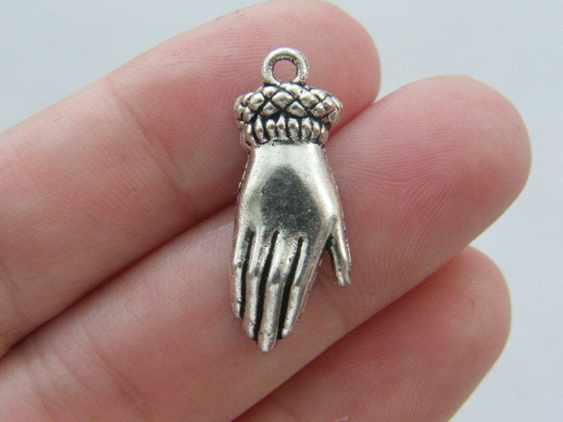 10 Hand charms antique silver tone P229