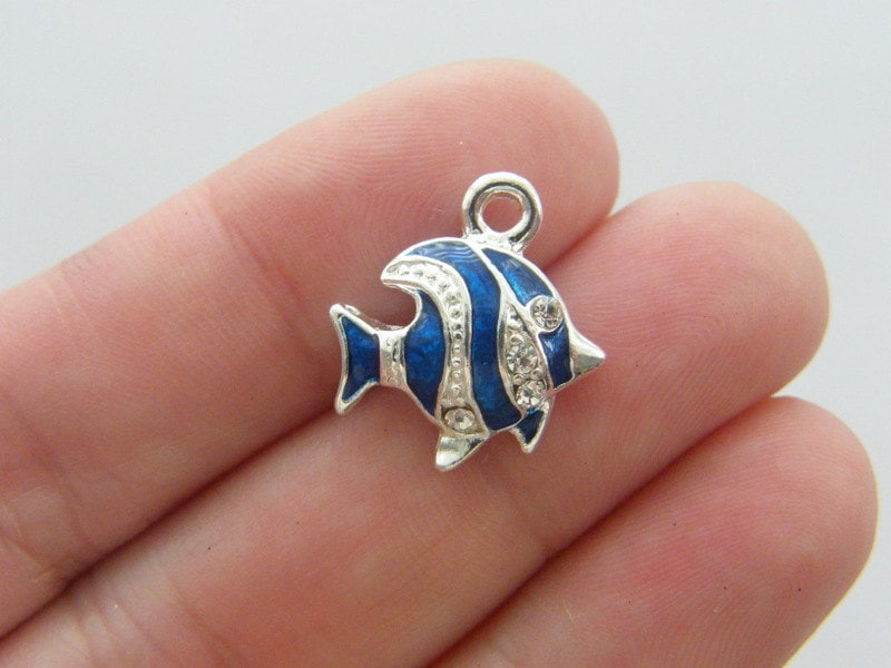 2 Angel fish charms silver plated FF19