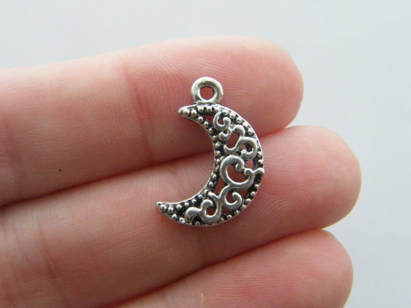 12 Moon charms antique silver tone M40