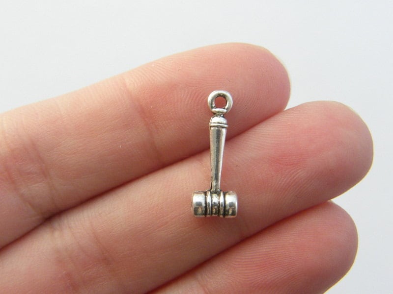 12 Gavel charms antique silver tone P142