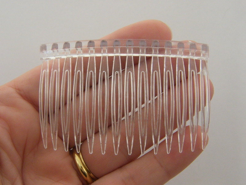 20 Hair comb slides 71 x 46mm transparent acrylic