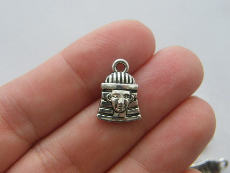 16 Egyptian pharaoh pendants antique silver tone WT161