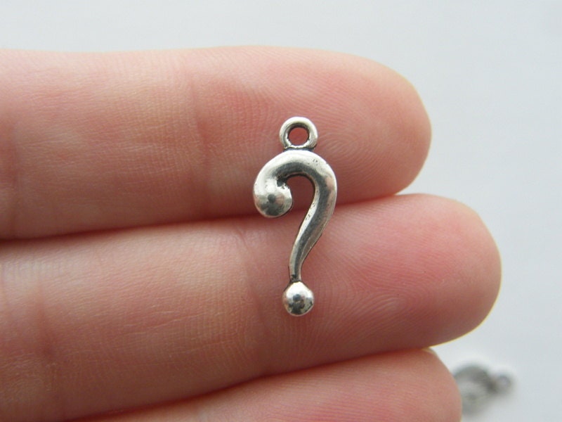 12 Question mark charms antique silver tone M67