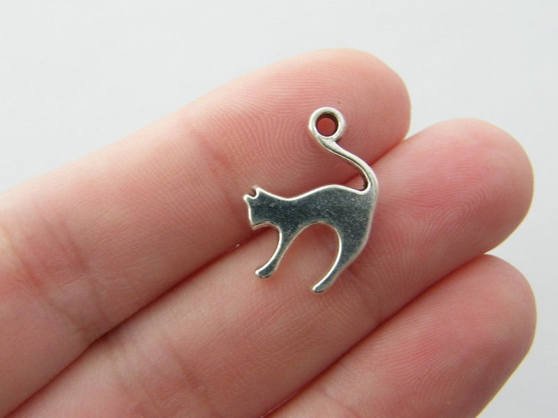 8 Cat charms antique silver tone A873