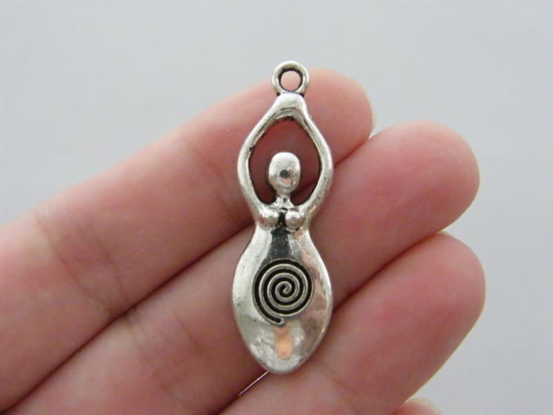BULK 20 Lady goddess pendants antique silver tone P29
