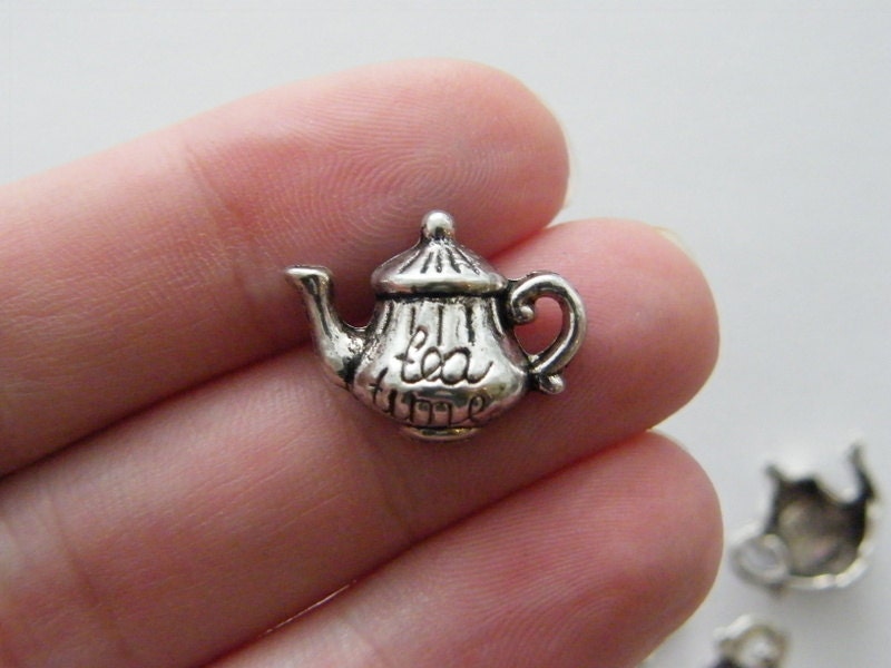 8 Tea Time Teapot  charms tibetan silver FD52