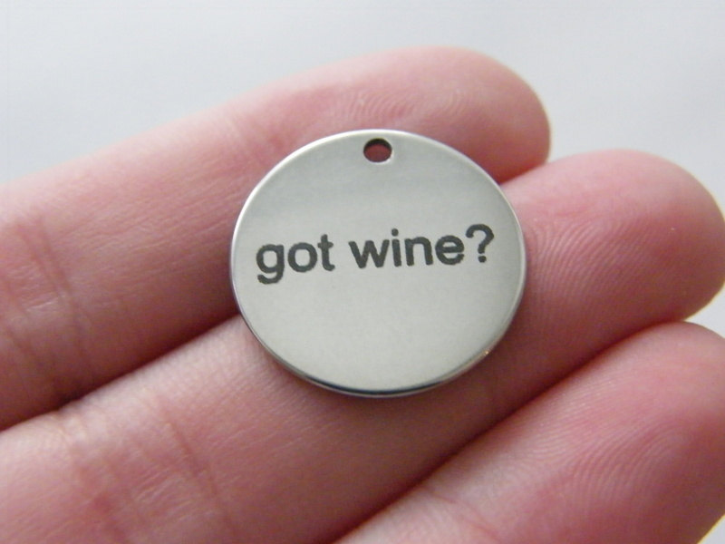 1 got wine ? tag charm 20 x 1mm  stainless steel TAG9-1
