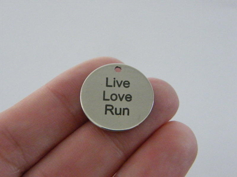 1 Live Love Run charm 20mm  stainless steel TAG9-2