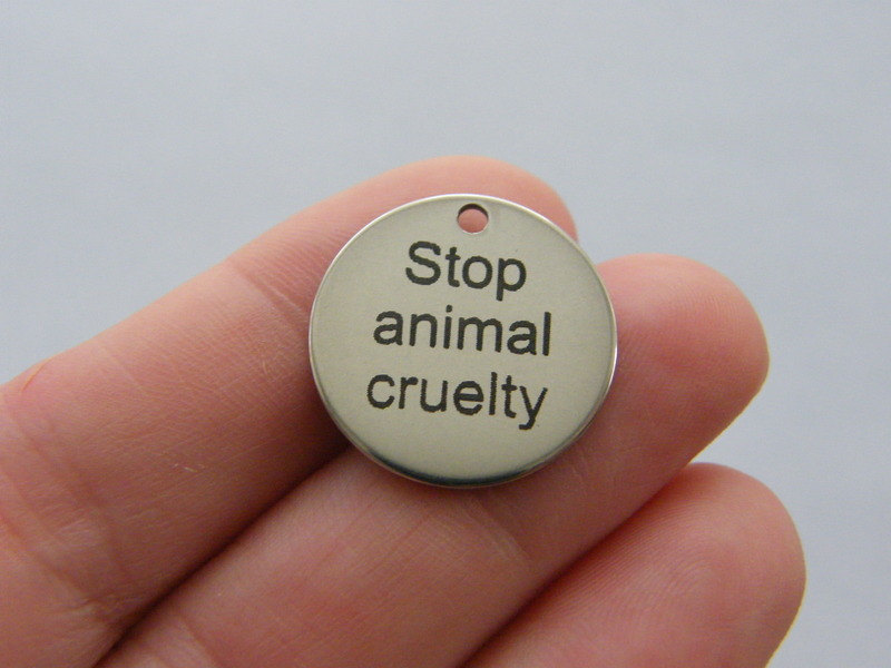 1  Stop animal cruelty charm 20mm  stainless steel TAG9-2