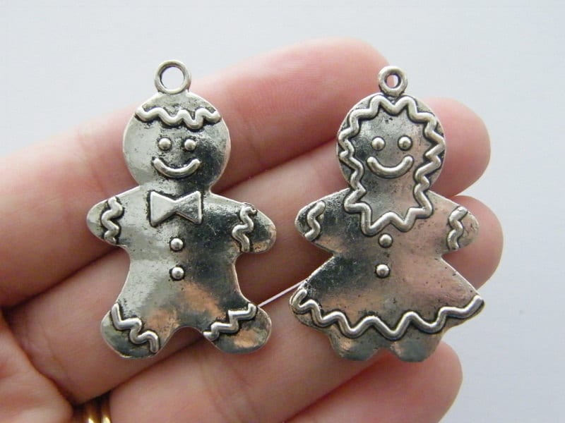 The Gingerbread Collection - 2 pendants antique silver tone