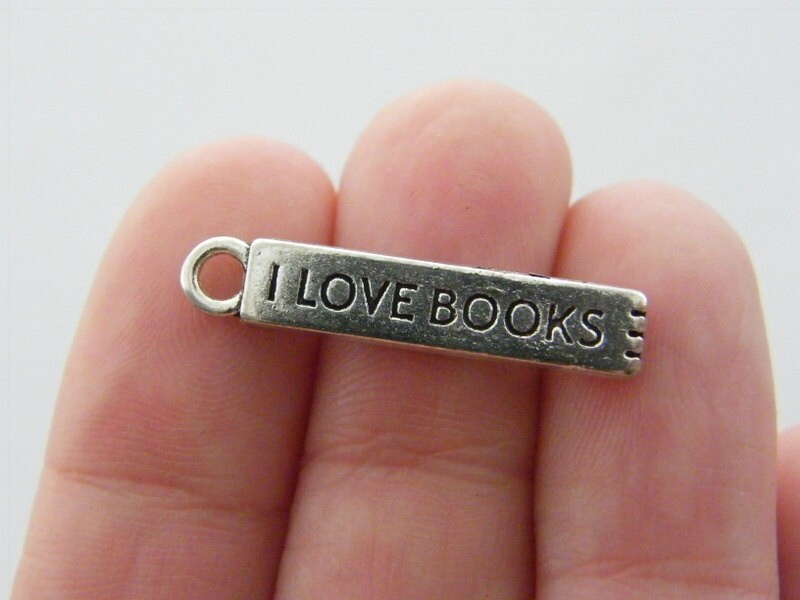 8 I love books bookmark charms antique silver tone P340
