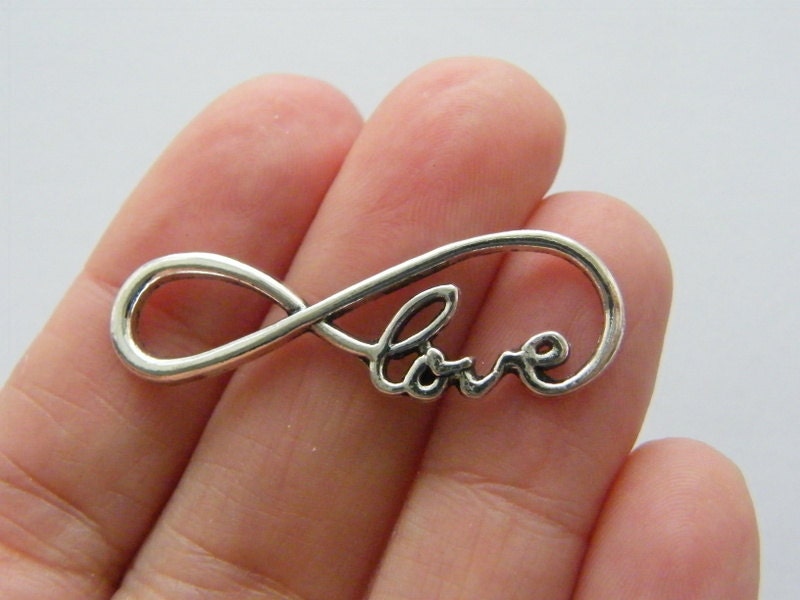 8 Love infinity charms or connectors antique silver tone I77