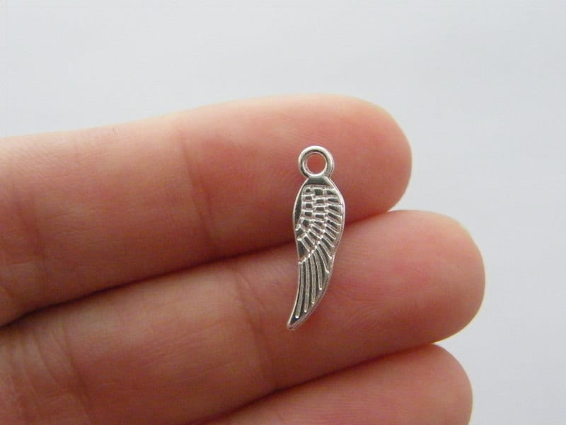 BULK 50 Angel wing charms silver plated tone AW180 - SALE 50% OFF