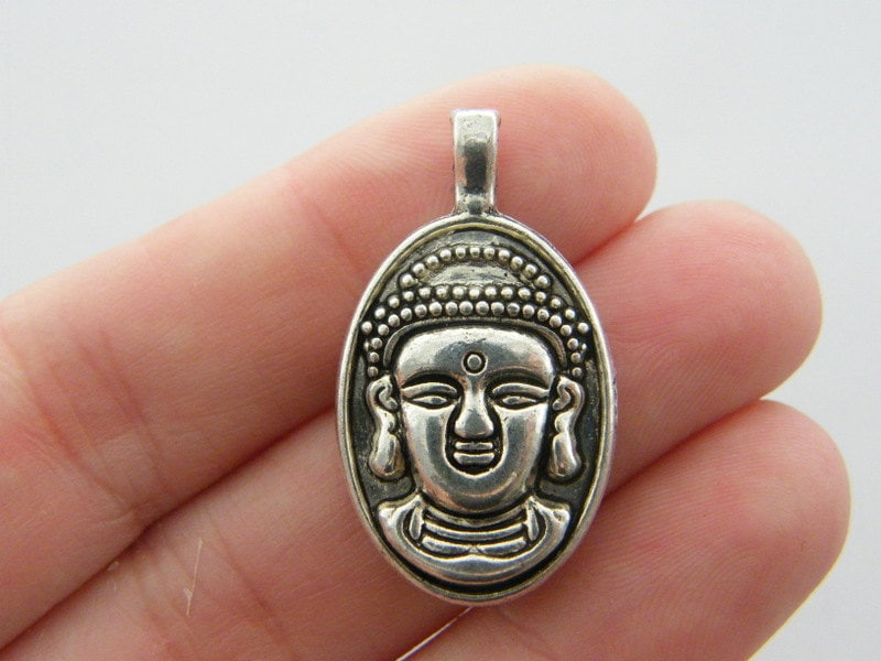 4 Buddha charms antique silver tone R57