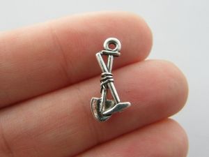 12 Spade and pick charms antique silver tone P451
