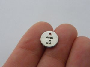 BULK 10 Custom made double sided laser engraved tag charm - you choose the words 10mm  stainless steel TAG26DS