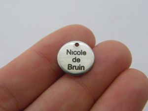 1  Custom made laser engraved tag charm - you choose the words 13mm  stainless steel TAG27