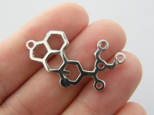 6 LSD molecule connector charms silver tone MD61 
