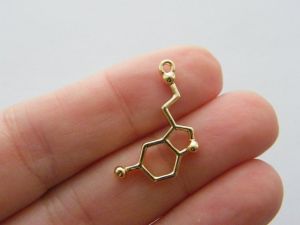 4 Serotonin molecule charms gold tone MD28