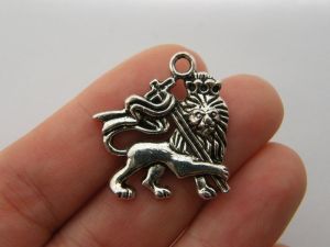 6 Lion king charms antique silver tone A291