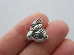 8 Rabbit charms antique silver tone A111