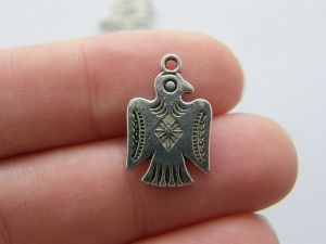 10 Eagle totem charms antique silver tone WT50