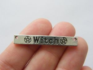 2 Witch connector charms antique silver tone HC9